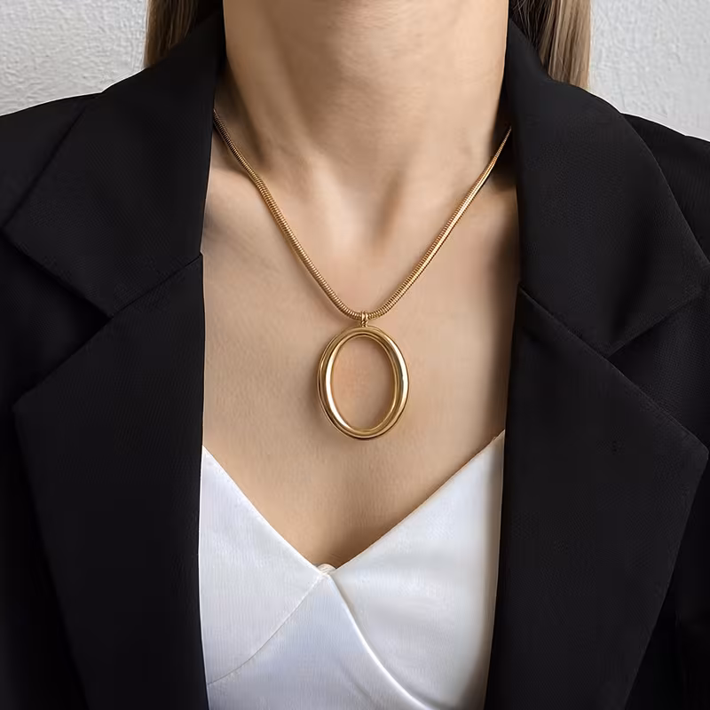 Elegant Gold O-Ring Pendant Necklace – Stainless Steel Minimalist Jewelry for Women | Polished Finish, Durable & Versatile - Image 6