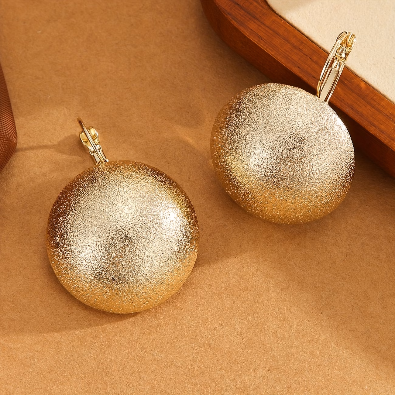 Matte Stainless Steel Sphere Earrings - Image 3