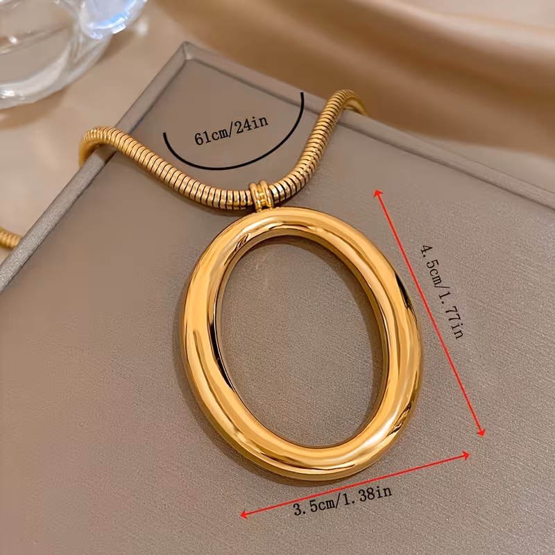 Elegant Gold O-Ring Pendant Necklace – Stainless Steel Minimalist Jewelry for Women | Polished Finish, Durable & Versatile - Image 7